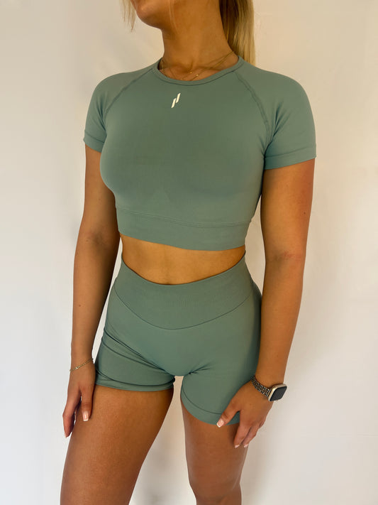 Pump Crop Top | Aqua